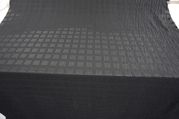 Check Weave Jacquard -Perforated Effect, Black Flannel