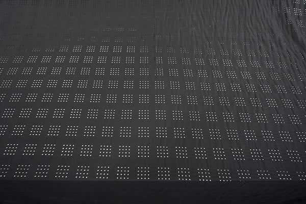 Check Weave Jacquard -Perforated Effect, Black Flannel