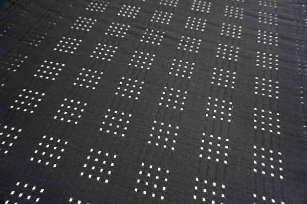 Check Weave Jacquard -Perforated Effect, Black Flannel