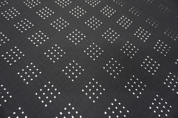 Check Weave Jacquard -Perforated Effect, Black Flannel