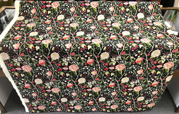 Silk Blend Floral Cloquè Jacquard, in Pink Rose Black