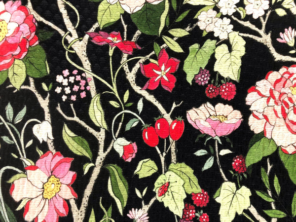 Silk Blend Floral Cloquè Jacquard, in Pink Rose Black