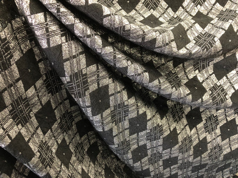 Black & Silver Geometric Cloqué Jacquard