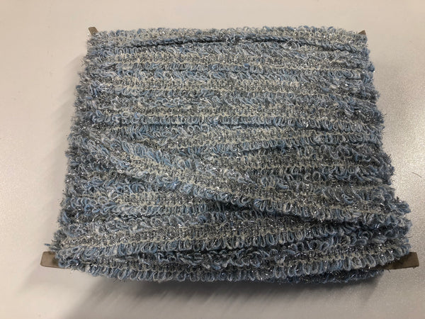 Silver, Blue & White Tinsel Textured Braid Trim