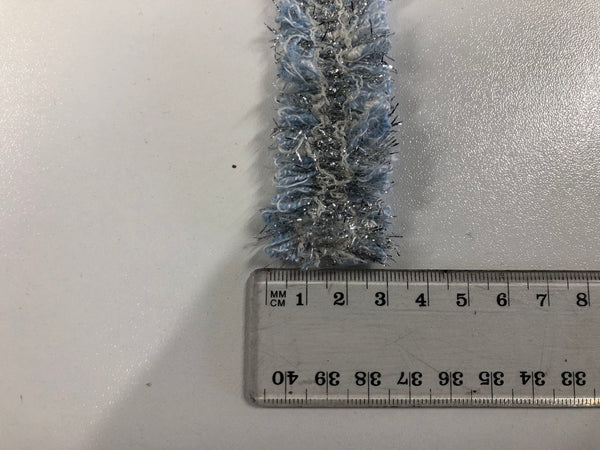 Silver, Blue & White Tinsel Textured Braid Trim