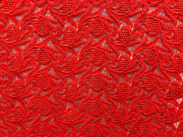 Cotton Guipure Lace, Red
