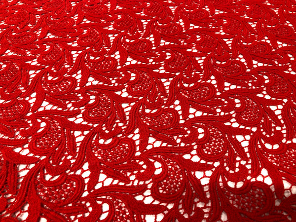 Cotton Guipure Lace, Red