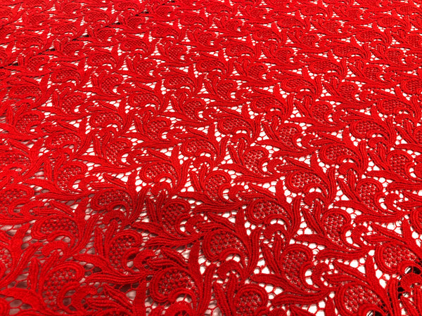 Cotton Guipure Lace, Red