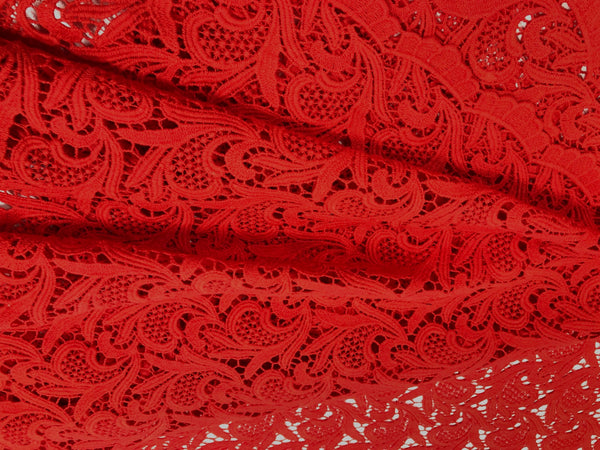 Cotton Guipure Lace, Red