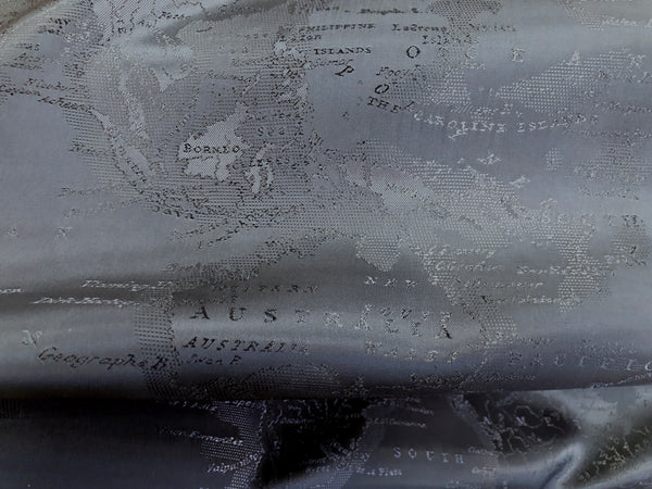 French Navy The World Map Jacquard Shirting
