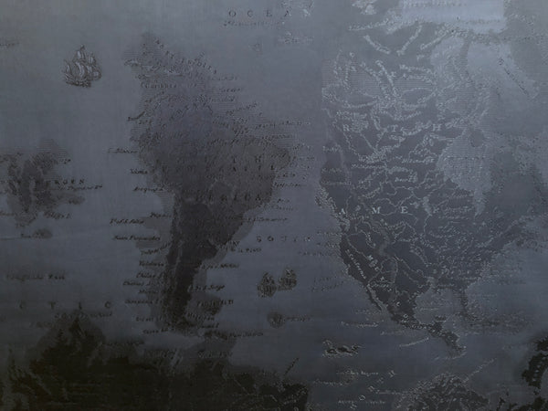 French Navy The World Map Jacquard Shirting
