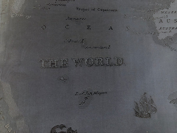 French Navy The World Map Jacquard Shirting