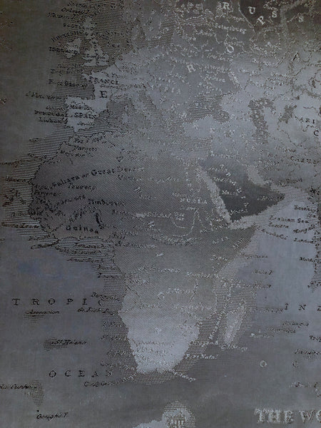French Navy The World Map Jacquard Shirting