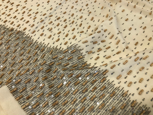 LAST PIECE: 2.25 MT  Beaded Twill, Cream