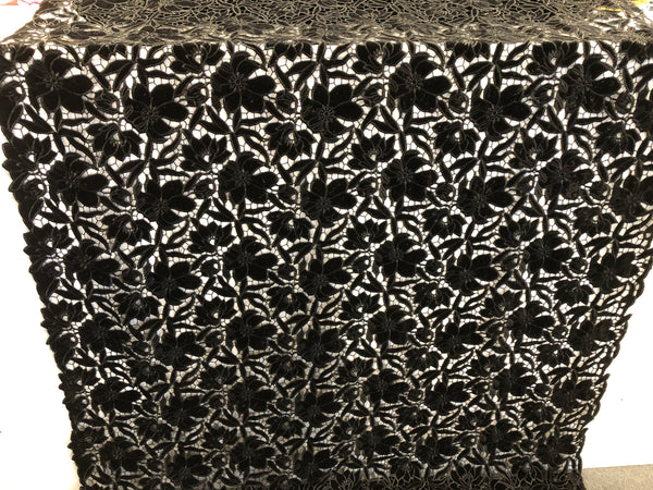 Embroidered Velvet, Black on Black (1)