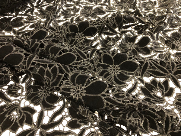 Embroidered Velvet, Black on Black (1)