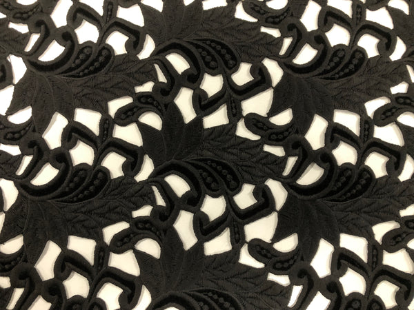 Embroidered Velvet, Black on Black (2)