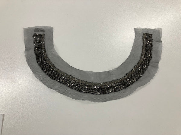 Beaded Silver Neckline