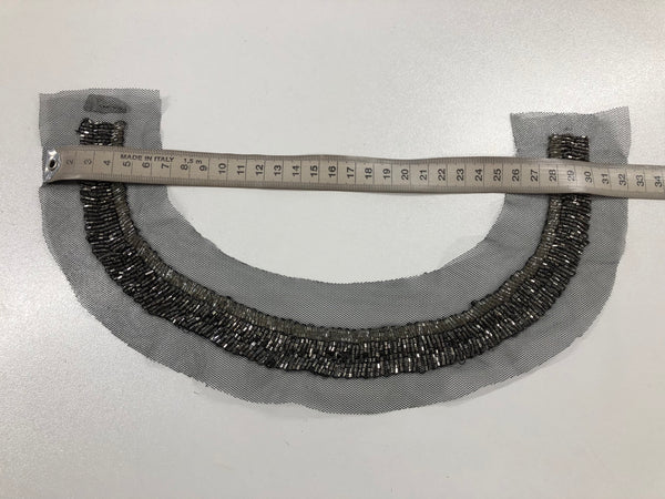 Beaded Silver Neckline