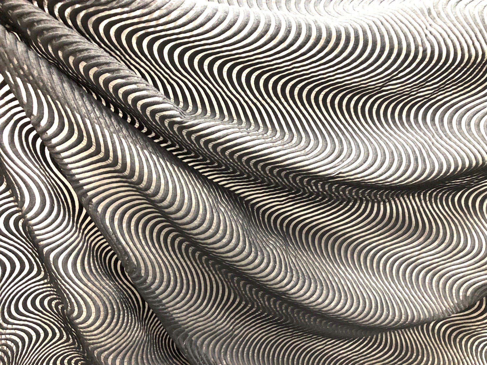 Embroidered Waves Black Organza