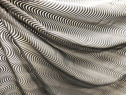 Embroidered Waves Black Organza