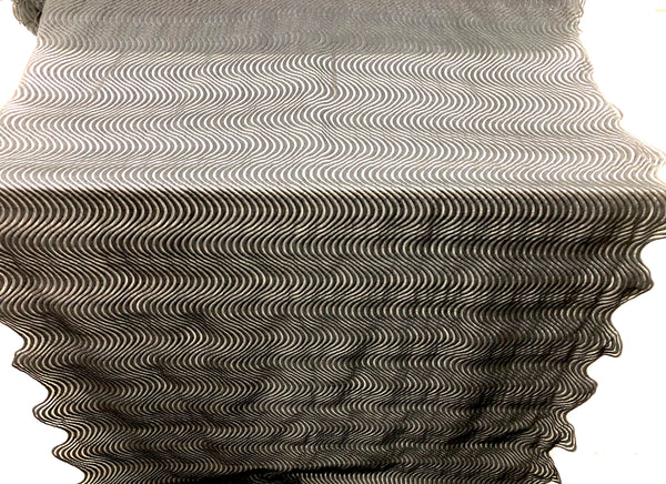 Embroidered Waves Black Organza