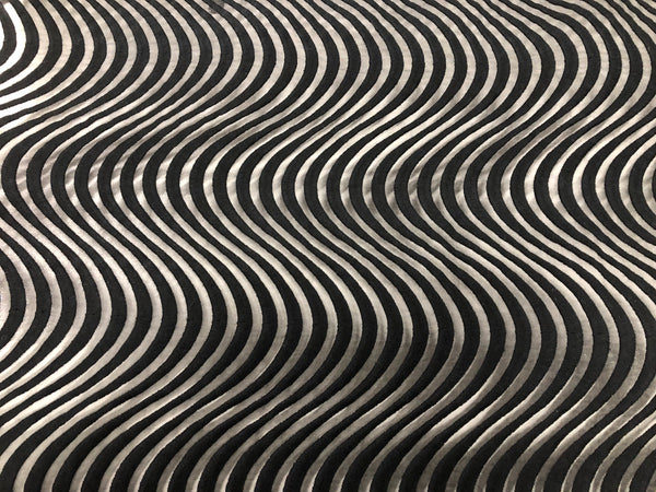 Embroidered Waves Black Organza