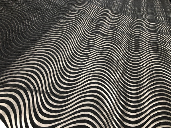 Embroidered Waves Black Organza
