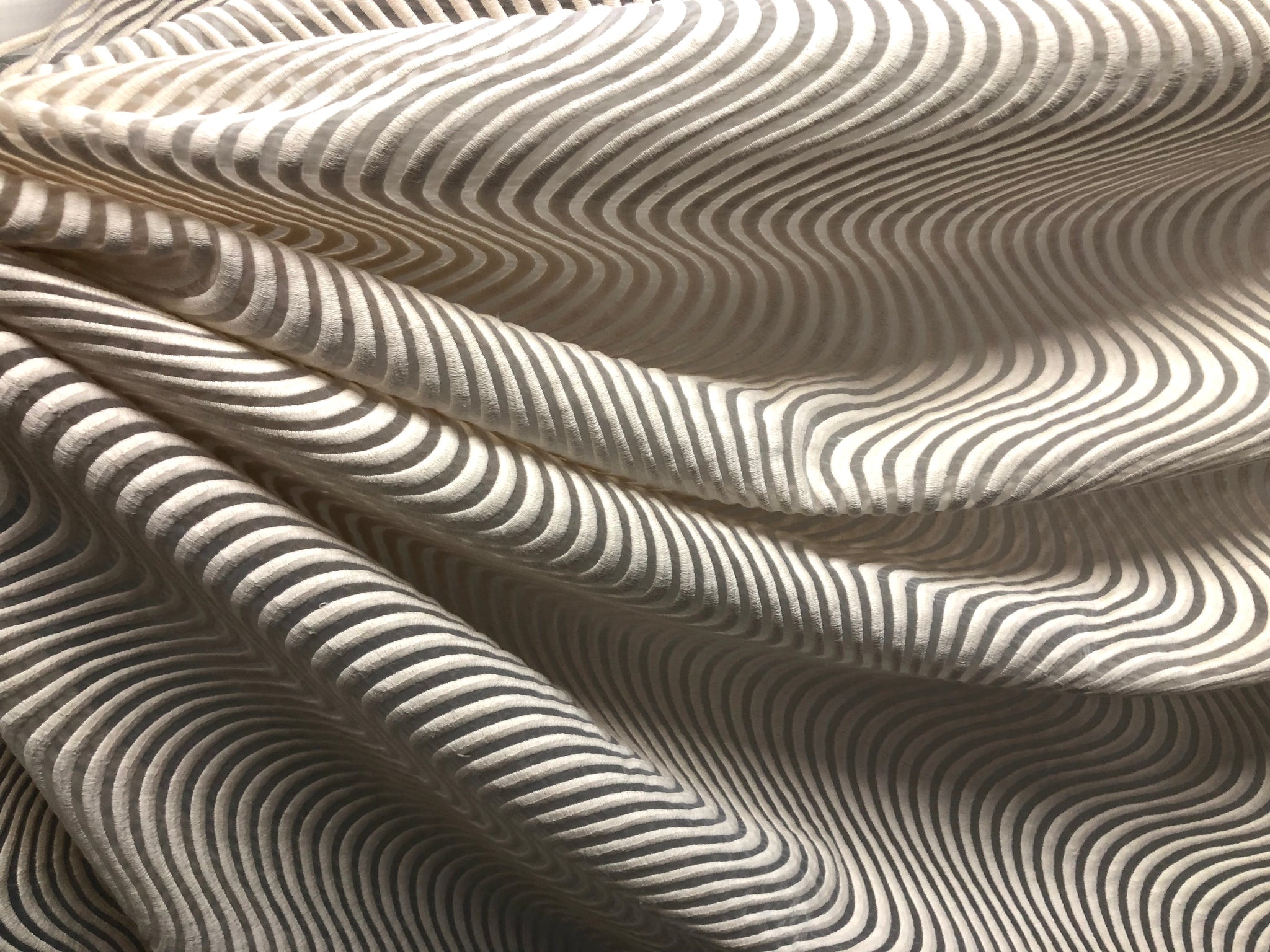Embroidered Waves Cream Organza