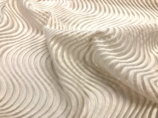 Embroidered Waves Cream Organza