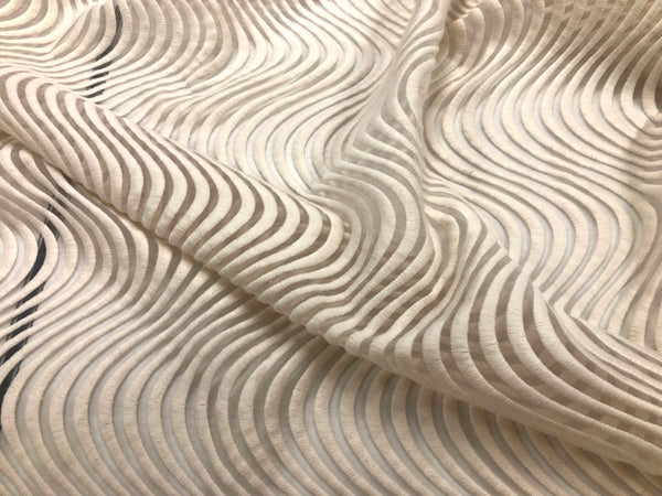 Embroidered Waves Cream Organza