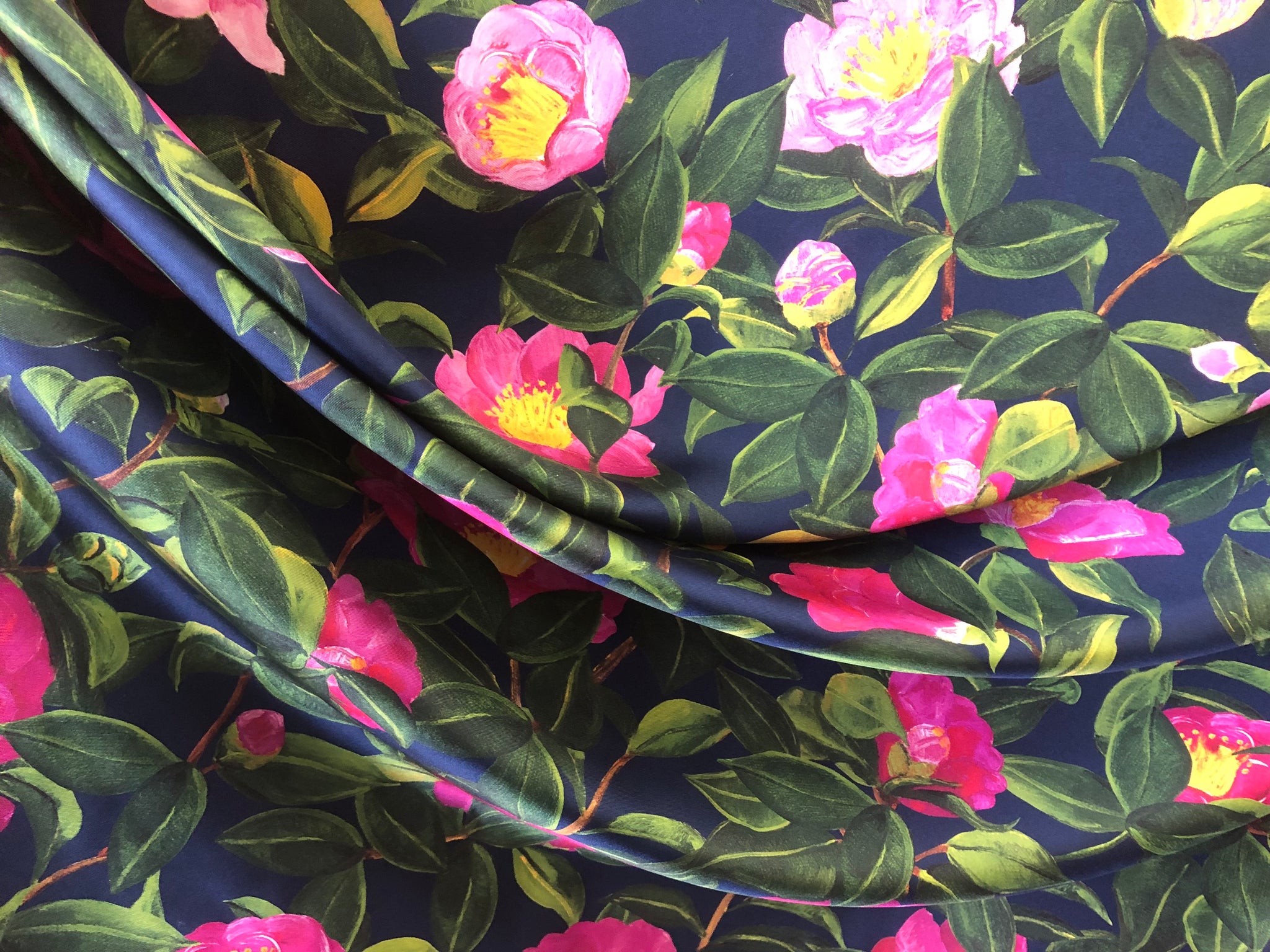 PANEL-  Print on Navy Silk Twill