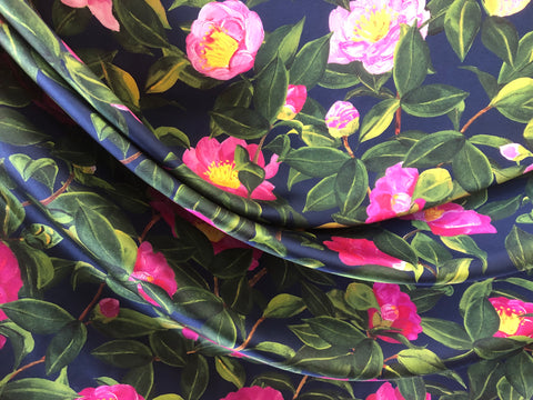 PANEL-  Print on Navy Silk Twill