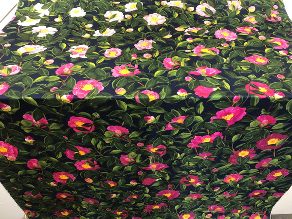 PANEL-  Print on Navy Silk Twill