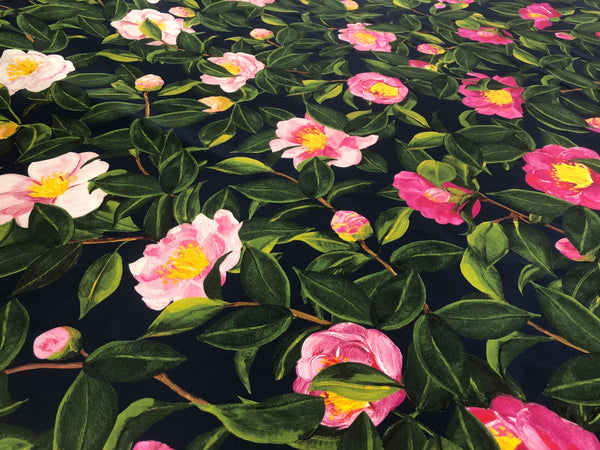 PANEL-  Print on Navy Silk Twill