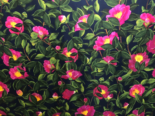 PANEL-  Print on Navy Silk Twill