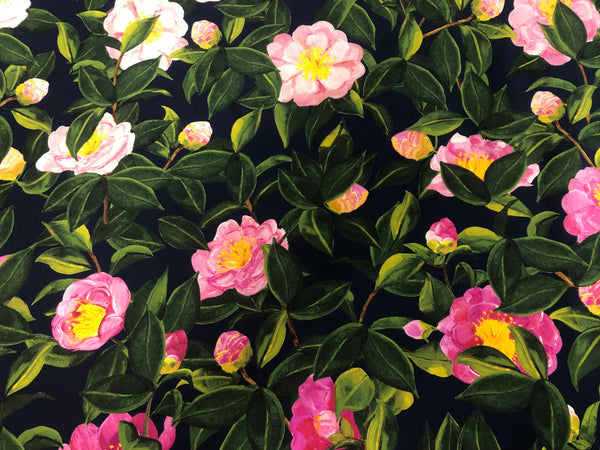 PANEL-  Print on Navy Silk Twill