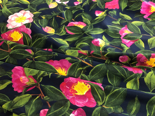 PANEL-  Print on Navy Silk Twill