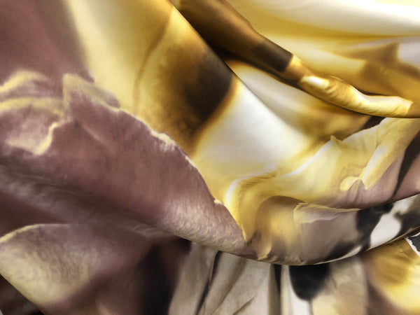 PANEL-  Print on Silk Twill , Yellow & Beige