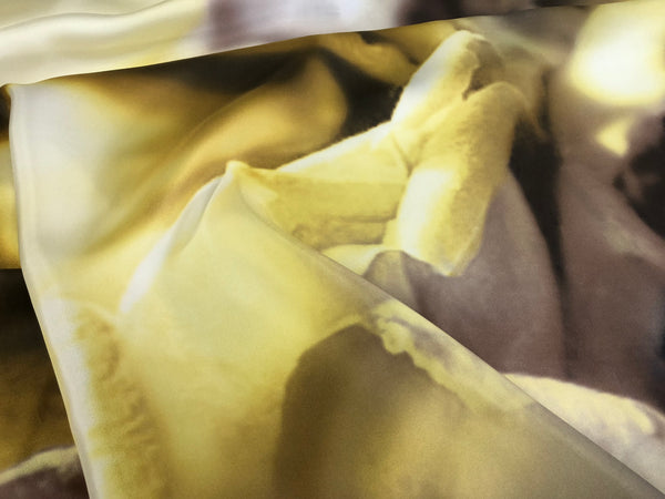 PANEL-  Print on Silk Twill , Yellow & Beige