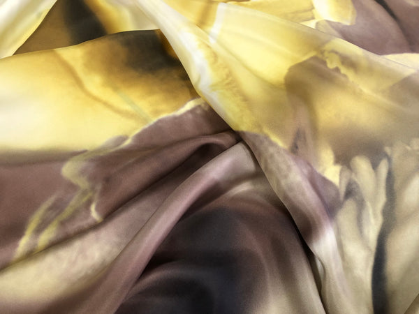 PANEL-  Print on Silk Twill , Yellow & Beige