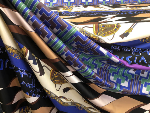 PANEL-  Print  on  Silk Twill, Blue