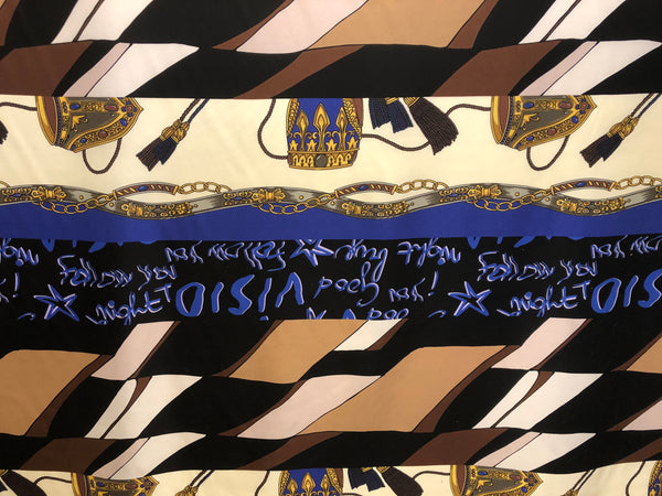 PANEL-  Print  on  Silk Twill, Blue