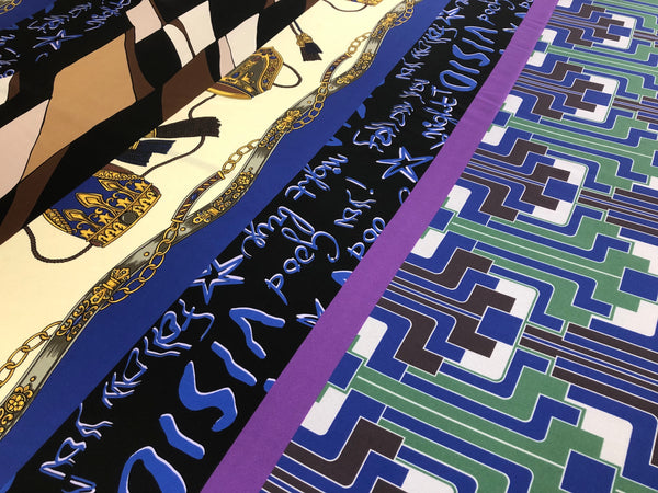 PANEL-  Print  on  Silk Twill, Blue