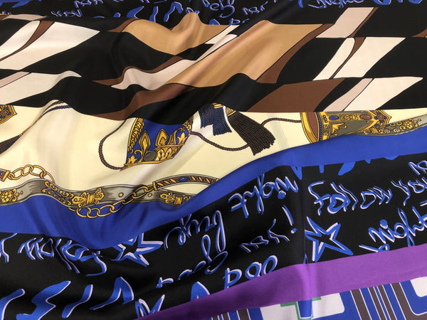 PANEL-  Print  on  Silk Twill, Blue