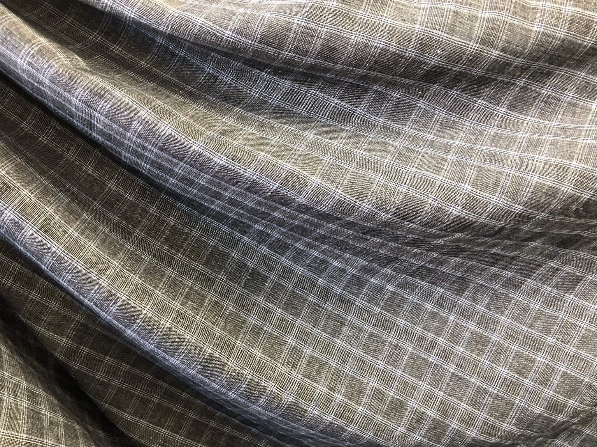 Check Linen ,Grey & Ice Blue