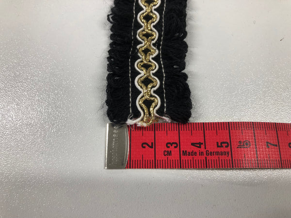 Black Looped Fringe Braid With Gold & White