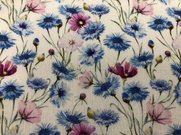 Cornflowers Print on Super Fine Linen