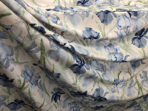 Blue Iris Print on Linen
