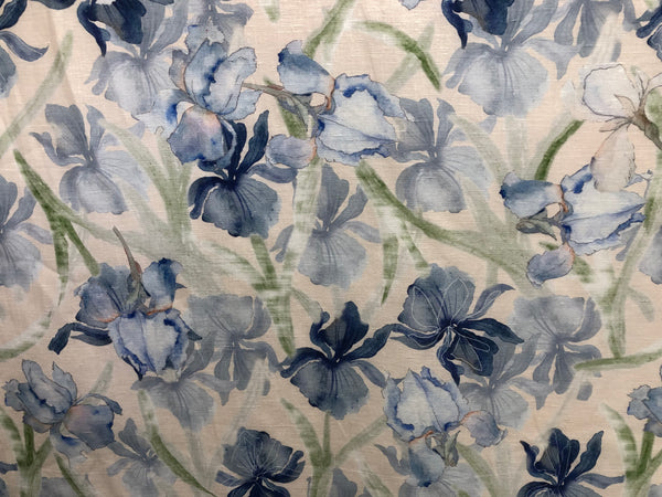 Blue Iris Print on Linen